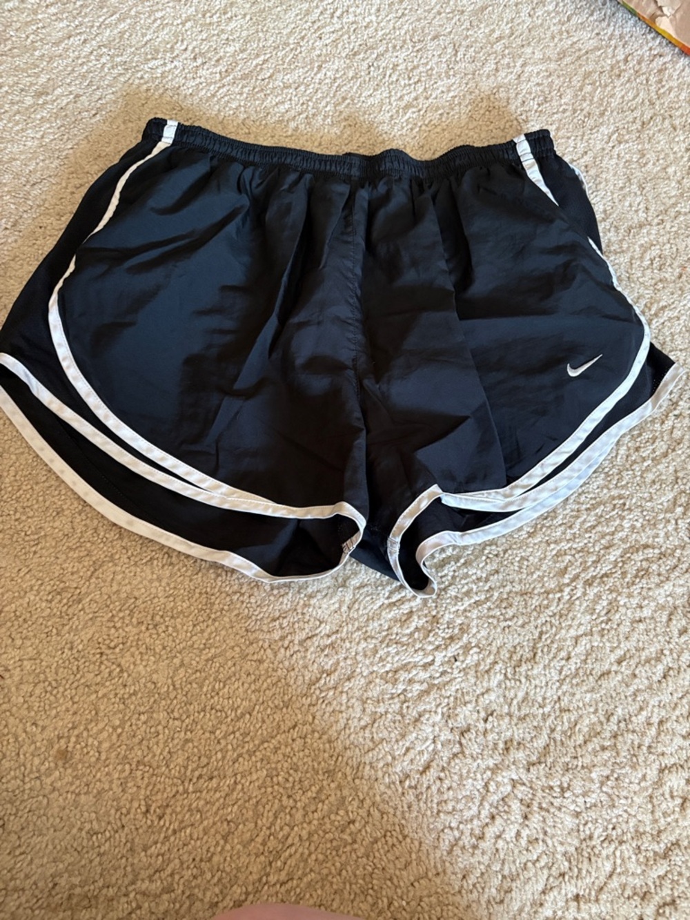Nike Black Shorts with White Trim Women's Athletic Running Shorts